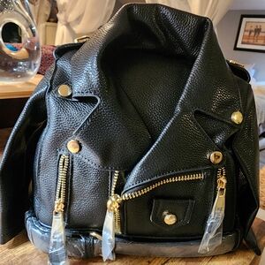 Le Miel vegan leather motorcycle jacket backpack, black